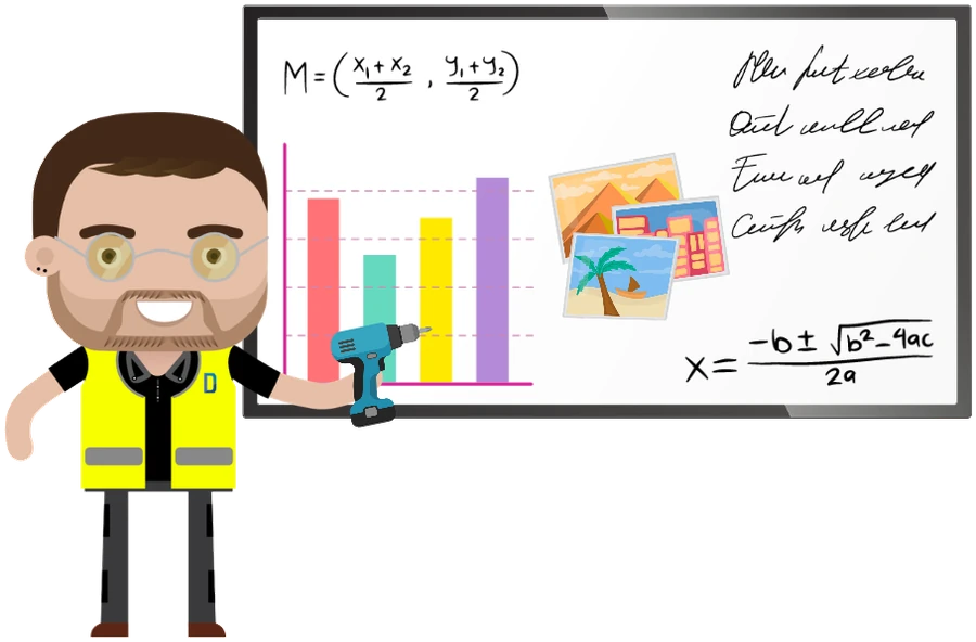 Illustration of a Drift engineer setting up an interactive classroom display
